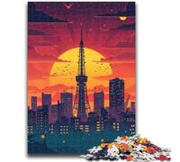 Jigsaws Puzzles 1000 Pieces for Teenagers Gifts Tokyo Tower Sunset Suitable for Ages 14 And Up Family Games Deal As Gifts for The Whole Family (size 50x75cm)