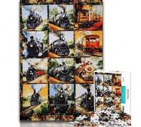 Jigsaws Puzzles 1000 Pieces for Teenagers Gifts Train Collage,Challenging Game for Is Ideal As A Gift for The Whole Family (38x26cm)