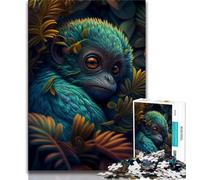 Jigsaws Puzzles 1000 Pieces for Teenagers Gifts Tropical Alien Monkey Cyan 1000 Pieces for Teenagers,Quiz Game for Is Ideal As A Gift for The Whole Family (size 38x26cm)
