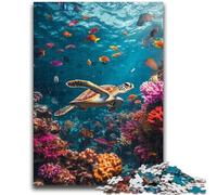 Jigsaws Puzzles 1000 Pieces for Teenagers Gifts Turtle in The Ocean Stress Reliever Difficult Challenge Is Ideal As Gifts for The Whole Family 50x75cm