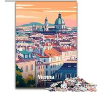 Jigsaws Puzzles 1000 Pieces for Teenagers Gifts Vienna Cityscape Illustration, Analysis And Logic with Fully Interlocking Randomly Shaped Pieces for And Age 14 Years Up 26x38cm