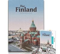 Jigsaws Puzzles 1000 Pieces for Teenagers Gifts Visit Finland,Help The Brain Exercise Addictive Toys to Cultivate Patience Enhance Memory (75x50cm)