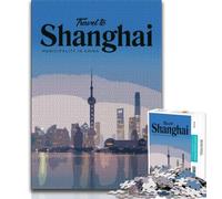 Jigsaws Puzzles 1000 Pieces for Teenagers Gifts Visit Shanghai,Help The Brain Exercise Addictive Toys to Cultivate Patience Enhance Memory (38x26cm)