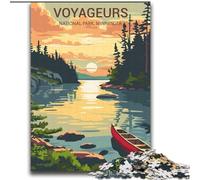 Jigsaws Puzzles 1000 Pieces for Teenagers Gifts Voyageurs National Park Sunset Challenging To Complete But Fun And Humorous with Matching Poster And Trivia Sheet (38x52cm) 1000pcs