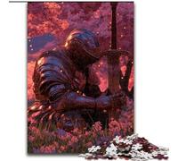 Jigsaws Puzzles 1000 Pieces for Teenagers Gifts Warrior Under The Cherry Blossoms, Stress Reliever Difficult Challenge Home Decoration Toys (Size 26x38cm)