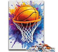 Jigsaws Puzzles 1000 Pieces for Teenagers Gifts Watercolor Basketball Teenager Jigsaw,Vibrant And Unique Design Relaxing & Challenging Puzzle Experience (50x75cm)