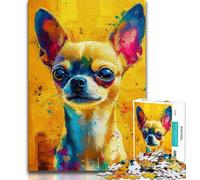 Jigsaws Puzzles 1000 Pieces for Teenagers Gifts Watercolor Chihuahua,Family Entertainment Toys Is Ideal As A Gift for The Whole Family 38x26cm