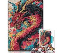 Jigsaws Puzzles 1000 Pieces for Teenagers Gifts Watercolor Dragon Puzzles for Adults,Fun Games Wall Decoration Unique Birthday And Xmas Gifts 38x26cm