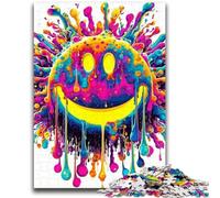 Jigsaws Puzzles 1000 Pieces for Teenagers Gifts Watercolor Smile Logo Puzzles for Adults,Fun Games Wall Decoration Unique Birthday And Xmas Gifts (50x75cm)