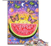 Jigsaws Puzzles 1000 Pieces for Teenagers Gifts Watermelon Butterfly,Train Your Brain And Hands Gifts for Friends And Family 38x26cm