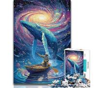 Jigsaws Puzzles 1000 Pieces for Teenagers Gifts Whales in Space Adult Puzzles,Stress Reliever Difficult Challenge Suitable for Desktop Decoration (size 38x26cm)