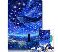 Jigsaws Puzzles 1000 Pieces for Teenagers Gifts Whales Under The Starry Sky,Challenging Game for Is Ideal As A Gift for The Whole Family (75x50cm)