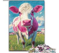 Jigsaws Puzzles 1000 Pieces for Teenagers Gifts White Pink Cow, Decompressing Intellectual Educational Toy Is Ideal As Gifts for The Whole Family (Size 50x75cm)