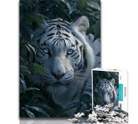 Jigsaws Puzzles 1000 Pieces for Teenagers Gifts White Tiger,Challenging To Complete But Fun And Humorous Birthday Present,Gifts,Wall Art (75x50cm)