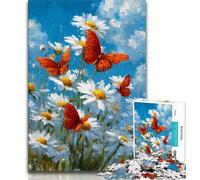 Jigsaws Puzzles 1000 Pieces for Teenagers Gifts Wildflowers And Butterflies,Challenging Game Toys Wall Decoration Unique Birthday And Xmas Gifts 38x26cm