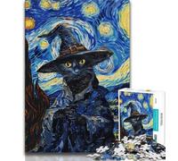 Jigsaws Puzzles 1000 Pieces for Teenagers Gifts Witch Cat Puzzles,Quiz Game for Is Ideal As A Gift for The Whole Family 75x50cm