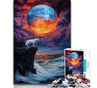 Jigsaws Puzzles 1000 Pieces for Teenagers Gifts Wolf Under The Moon,Challenging Game for Is Ideal As A Gift for The Whole Family 38x26cm