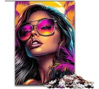 Jigsaws Puzzles 1000 Pieces for Teenagers Gifts Woman Wearing Sunglasses, Toys Educational Games Stress Relieving Parent-child Interaction (Size 50x75cm)