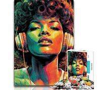Jigsaws Puzzles 1000 Pieces for Teenagers Gifts Woman with Headphones Teenager Jigsaw,Vibrant And Unique Design Relaxing & Challenging Puzzle Experience 26x38cm