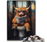 Jigsaws Puzzles 1000 Pieces for Teenagers Gifts Yak Sitting on The Toilet Help The Brain Exercise Addictive Toys to Cultivate Patience A Work of Art 26x38cm