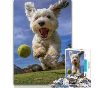 Jigsaws Puzzles 1000 Pieces for Teenagers Gifts Yorkshire Terrier Playing Tennis Puzzles for Adults,Fun Games Wall Decoration Unique Birthday And Xmas Gifts 75x50cm