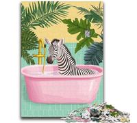 Jigsaws Puzzles 1000 Pieces for Teenagers Gifts Zebra in The Bathtub for Age 14+ Quiz Game Fun at Home Activities, Birthday Present,Travel Gifts 38x26cm