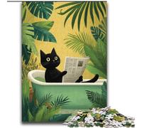 Jigsaws Puzzles 2000 Pieces for Adults Gifts Black Cat in Bathtub Challenging Game Gifts for Is Ideal As A Gift for The Whole Family 70x100cm