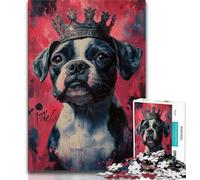 Jigsaws Puzzles 2000 Pieces for Adults Gifts Bulldog Wearing A Crown,Help The Brain Exercise Addictive Toys to Cultivate Patience Gift For Birthdays 70x100cm