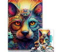 Jigsaws Puzzles 2000 Pieces for Adults Gifts Psychedelic Art Cat,Educational Family Game Wall Decoration Unique Birthday And Xmas Gifts 70x100cm