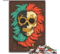 Jigsaws Puzzles 2000 Pieces for Adults Gifts Skull Feathers,Family Game Stress Reliever Difficult Challenge Enhance Love between Couples 70X100cm