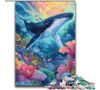 Jigsaws Puzzles 2000 Pieces for Adults Gifts Watercolor Whale Stress Reliever Staycation Kill Time Home Decoration Toys 70x100cm