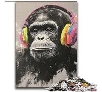 Jigsaws Puzzles 2000 Pieces for Teenagers Gifts Gorilla with Headphones,for Educational Game Challenge Toy Artists Collection,Fine Art 70X100CM