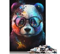 Jigsaws Puzzles 500 Pieces Adult Puzzle Cosmic Panda with Glasses Puzzles Jigsaws Art Diy Game Gift Toy Family Game 500pcs (52x38cm)