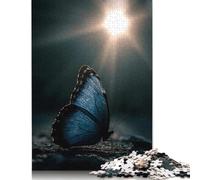 Jigsaws Puzzles for Adults Blue Butterfly in Sunlight 1000 Piece Jigsaw Puzzle Wooden Puzzles Suitable for Adults And over 18 Years Old Brain Teaser Puzzle 1000pcs (75x50cm)