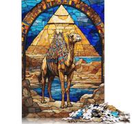 Jigsaws Puzzles for Adults Camel Stained Glass 500 Piece Jigsaw Puzzle Wooden Puzzles Suitable for Adults And over 18 Years Old Brain Teaser Puzzle 500pcs (52x38cm)