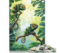 Jigsaws Puzzles for Adults Chameleons in Jungle 500 Piece Jigsaw Puzzle Wooden Puzzles Suitable for Adults And over 18 Years Old Brain Teaser Puzzle 500pcs (52x38cm)