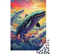 Jigsaws Puzzles for Adults Colorful Blue Whale 500 Piece Jigsaw Puzzle Wooden Puzzles Suitable for Adults And over 18 Years Old Brain Teaser Puzzle 500pcs (52x38cm)