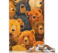 Jigsaws Puzzles for Adults Cute Bear Faces 500 Piece Jigsaw Puzzle Wooden Puzzles Suitable for Adults And over 18 Years Old Brain Teaser Puzzle 500pcs (52x38cm)
