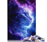 Jigsaws Puzzles for Adults Dreamy Glowing Cosmic Cat 500 Piece Jigsaw Puzzle Wooden Puzzles Suitable for Adults And over 18 Years Old Brain Teaser Puzzle 500pcs (52x38cm)