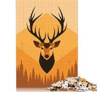 Jigsaws Puzzles for Adults Geometric Deer Vector Portrait with Forest Design 500 Piece Jigsaw Puzzle Wooden Puzzles Suitable for Adults And over 18 Years Old Brain Teaser Puzzle 500pcs (52x38cm)