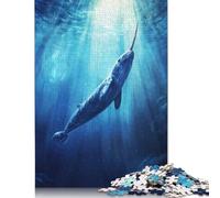 Jigsaws Puzzles for Adults Huge Narwhal Whale Underwater 500 Piece Jigsaw Puzzle Wooden Puzzles Suitable for Adults And over 18 Years Old Brain Teaser Puzzle 500pcs (52x38cm)