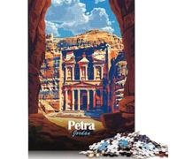 Jigsaws Puzzles for Adults Petra, Jordan Travel Poster 1000 Piece Jigsaw Puzzle Paper Puzzles Suitable for Adults And over 18 Years Old Brain Teaser Puzzle 38x26cm/1000pcs
