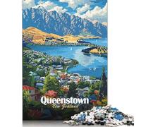 Jigsaws Puzzles for Adults Queenstown New Zealand Travel Poster 1000 Piece Jigsaw Puzzle Wooden Puzzles Suitable for Adults And over 18 Years Old Brain Teaser Puzzle 1000pcs (75x50cm)