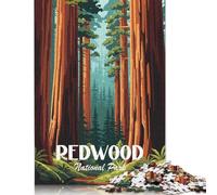 Jigsaws Puzzles for Adults Redwood National Park 500 Piece Jigsaw Puzzle Wooden Puzzles Suitable for Adults And over 18 Years Old Brain Teaser Puzzle 500pcs (52x38cm)