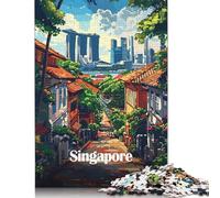 Jigsaws Puzzles for Adults Singapore Cityscape 1000 Piece Jigsaw Puzzle Paper Puzzles Suitable for Adults And over 18 Years Old Brain Teaser Puzzle 38x26cm/1000pcs