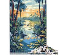 Jigsaws Puzzles for Adults Tropical River Landscape at Sunset 500 Piece Jigsaw Puzzle Wooden Puzzles Suitable for Adults And over 18 Years Old Brain Teaser Puzzle 500pcs (52x38cm)