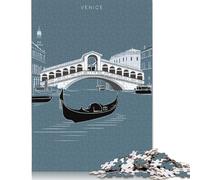 Jigsaws Puzzles for Adults Venice Bridge & Gondola 1000 Piece Jigsaw Puzzle Paper Puzzles Suitable for Adults And over 18 Years Old Brain Teaser Puzzle 38x26cm/1000pcs