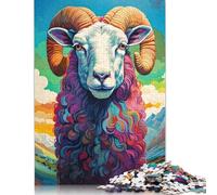 Jigsaws Puzzles for Adults Vibrant Highland Sheep 500 Piece Jigsaw Puzzle Wooden Puzzles Suitable for Adults And over 18 Years Old Brain Teaser Puzzle 500pcs (52x38cm)