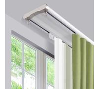 JIHAJU Double Curtain Track Customize Length, Ceiling Mount Heavy-Duty Aluminum Silent Curtain Rails for Living Room Bedroom Room Divider，Easy Install(White,1.9m(6.2ft))
