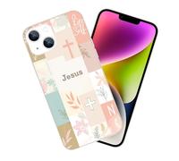 JIHANFENYUE Compatible with iPhone 13 Case - Aesthetic Collage Jesus Christ Cross Slim Soft TPU Shockproof Protective Cover Clear Case for Women Girls